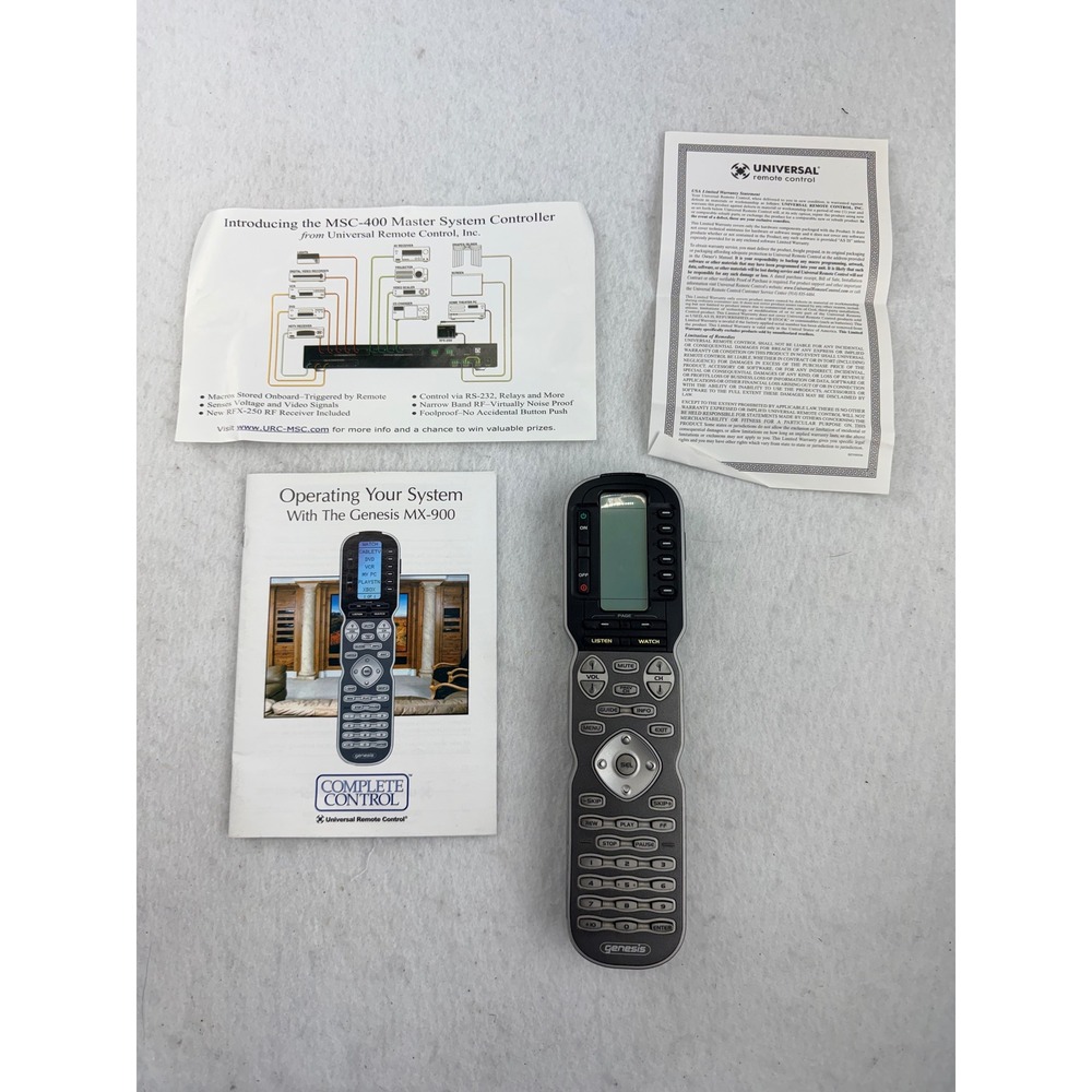 Universal Remote Control Genesis MX-900 Complete Control Remote Tested Powers On